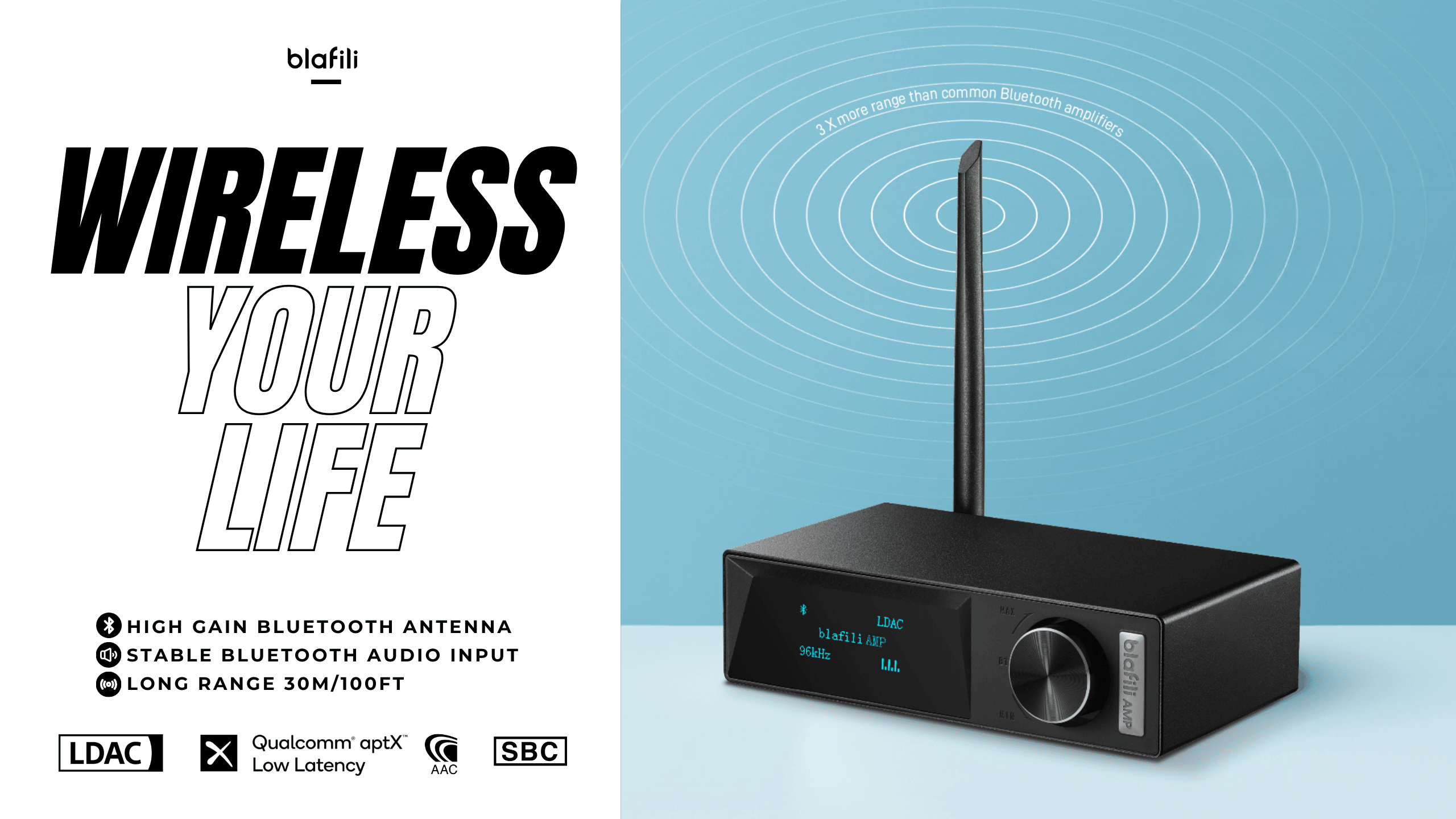 blafili AMP Bluetooth v5.4 Audio Amplifier TPA3255 LDAC aptX Adaptive aptX Lossless blafili AMP Bluetooth v5.4 Audio Amplifier TPA3255 LDAC aptX Adaptive aptX Lossless hero image